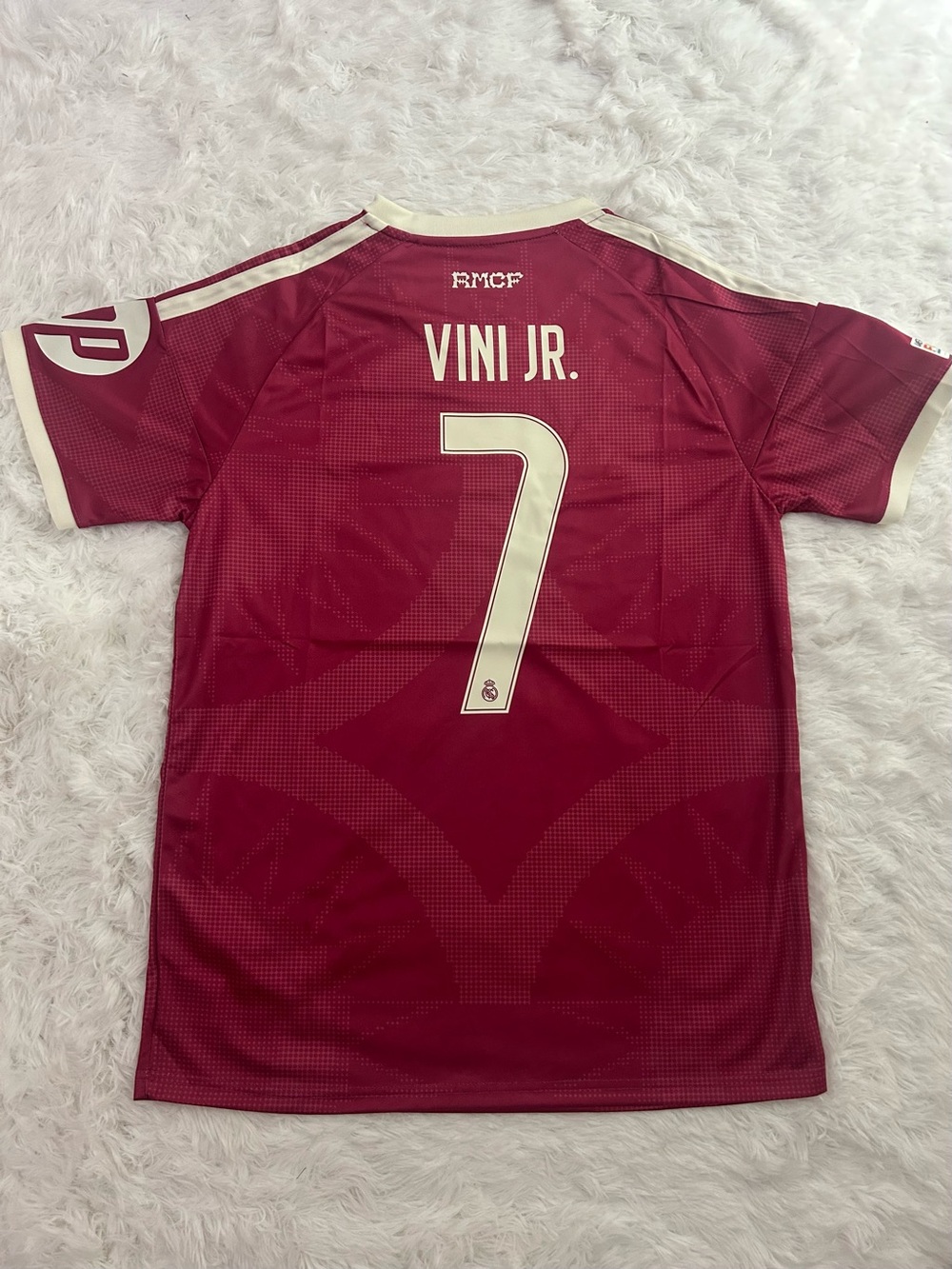 adidas Men's Maroon VINI JR. #7 Football Jersey with Cream Details